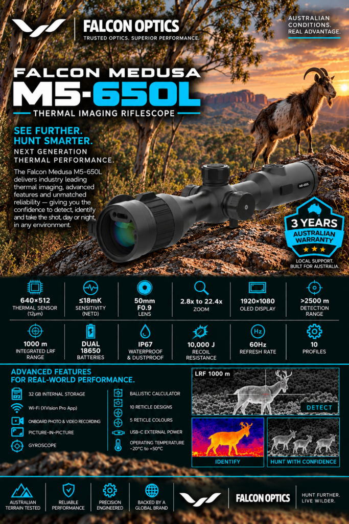 FALCON MEDUSA M5-650L, 640x512 SENSOR, 50mm LENS, 1000M LRF