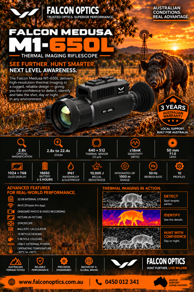 FALCON MEDUSA M1-650L, 640x512 SENSOR, 50mm LENS, 1000M LRF