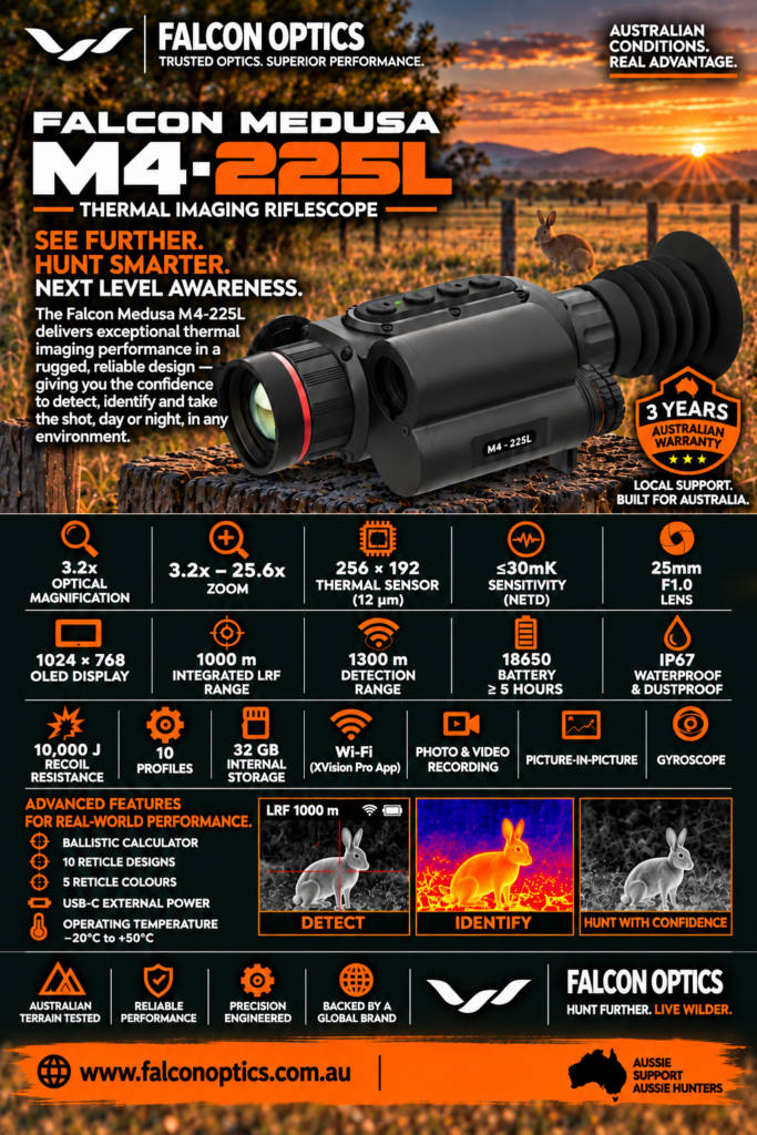 FALCON MEDUSA M4-225L, 256x192 SENSOR, 25mm LENS, 1000M LRF