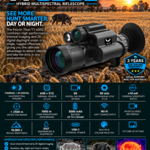 FALCON TITAN T1-650L, 640x512 SENSOR, 50mm LENS, 1000M LRF, MULTISPECTRAL
